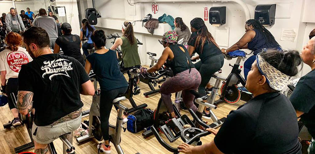 A cycling class at Fit Gym