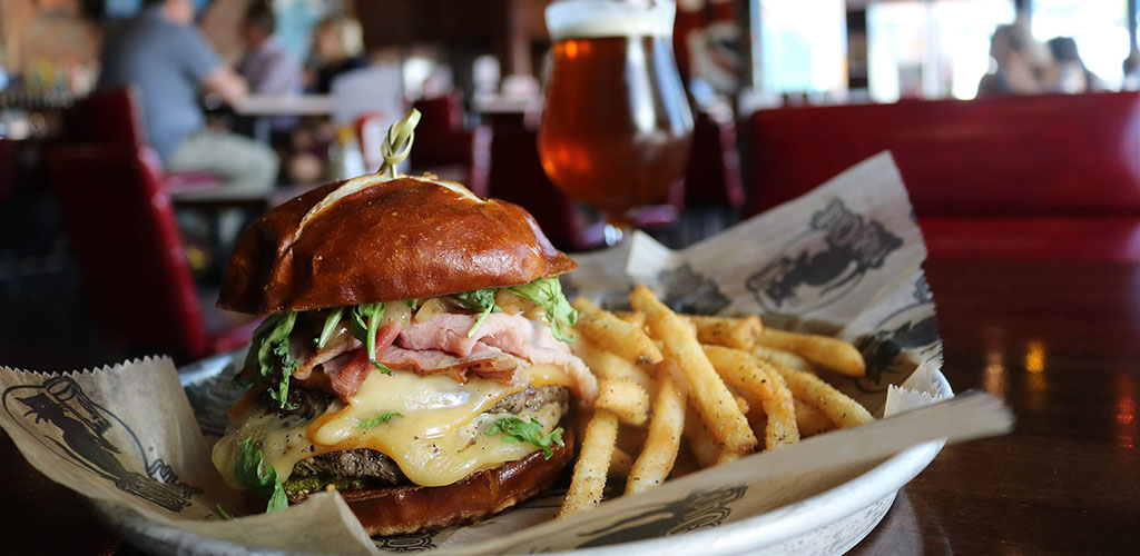 A burger and fries from Hopcat