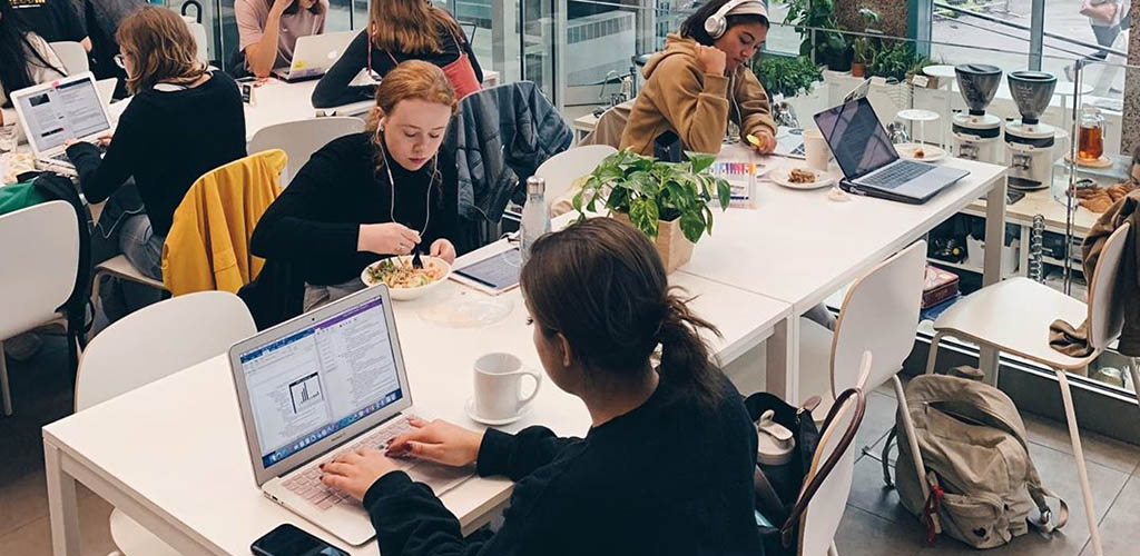 Students studying at Leaves House