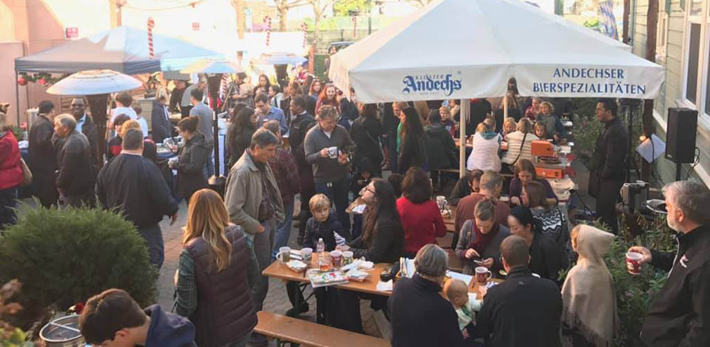 The outdoor area of Ludwig's German Table where you might find hookups in San Jose