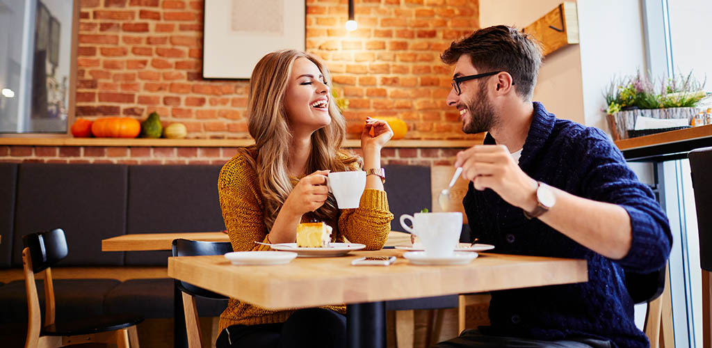 A man and woman on a fun first date