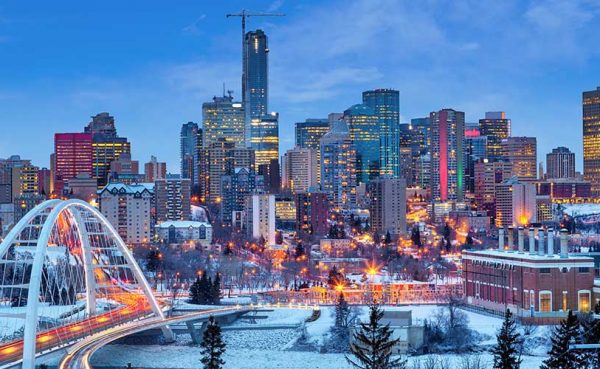 Edmonton skyline at sunset