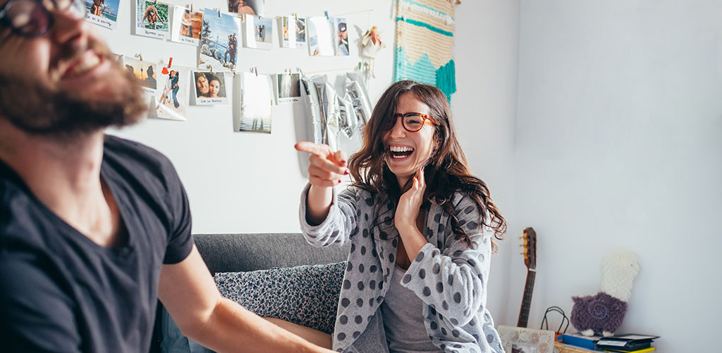 A playful couple playing truth or dare