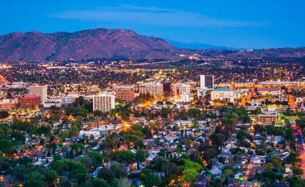 Twilight view of the city of Riverside