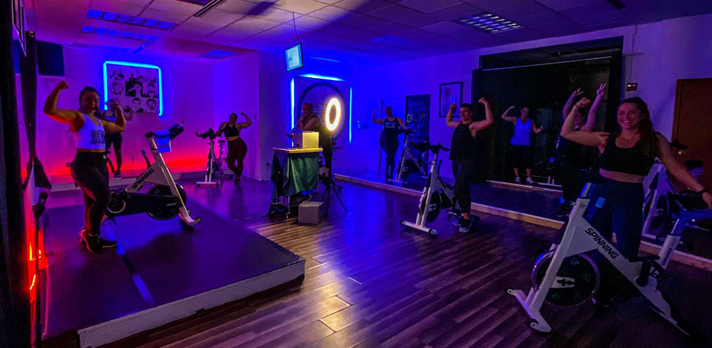 A spin class at F and H Fitness Studio