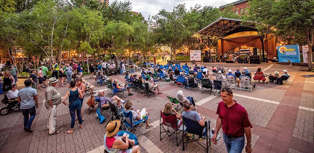 Music lovers watching a live performance at Lower Town Sounds