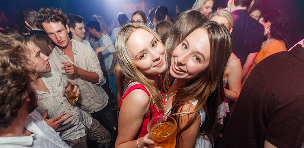 Cute Brisbane girls on the dance floor of Retro's