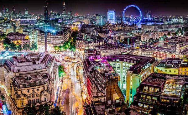 The London skyline at night