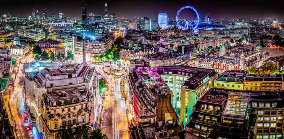 The London skyline at night