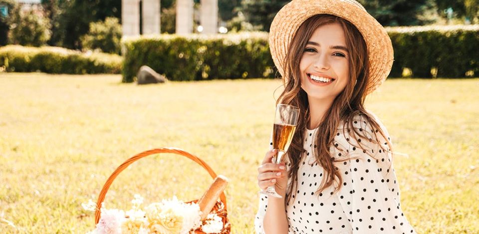 Pretty girl on a picnic at the park