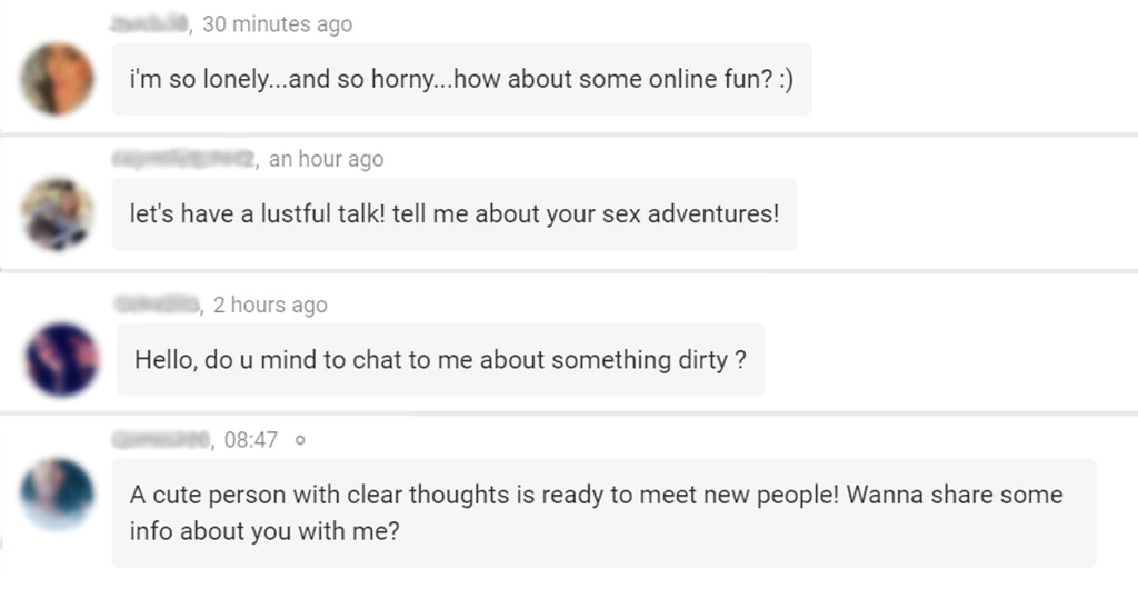 Messages from different women who seem like bots