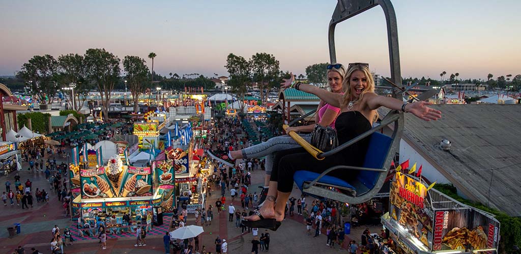 Santa Ana girls on a ride at the Orange County Fair