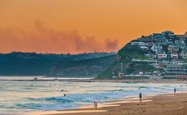 Newcastle Beach Australia at sunset. Newcastle is Australia's second oldest city.