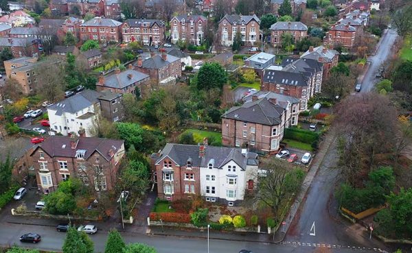 Aerial shot of Birkenhead, Wirral