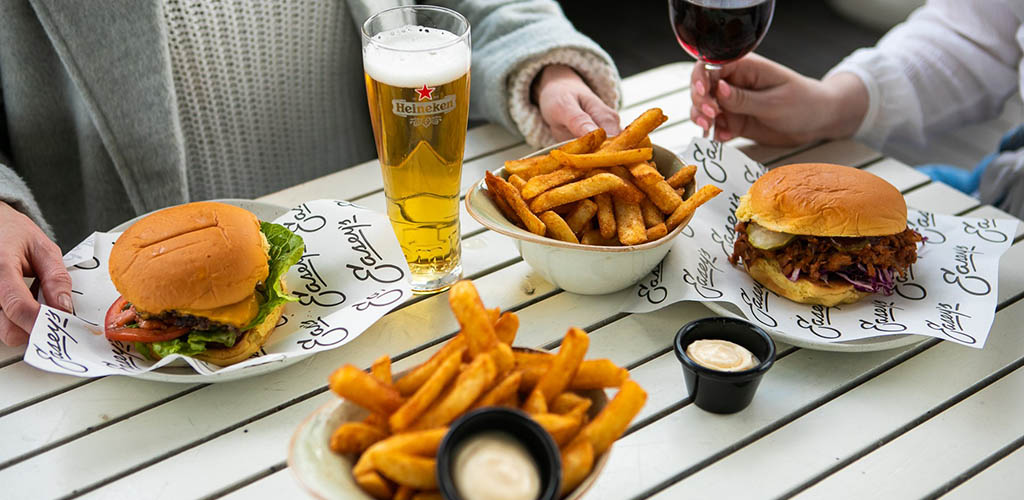 Beer and fried goodies available at Emerson