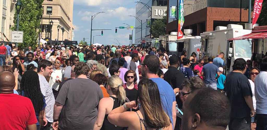 Thousands of people at Spring Garden Food Truck Festival