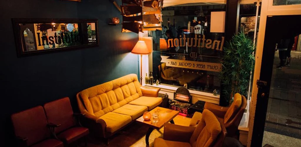 The cozy couch at the Institution Bar