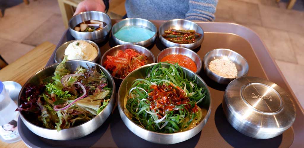 A variety of side dishes from 678 Korean BBQ Restaurant