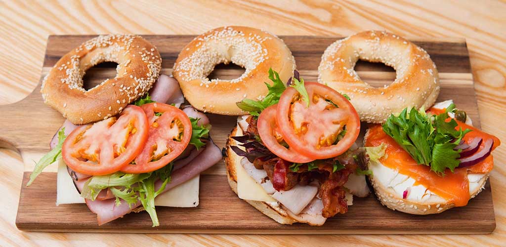 A variety of bagels from Bagel Maguire Cafe