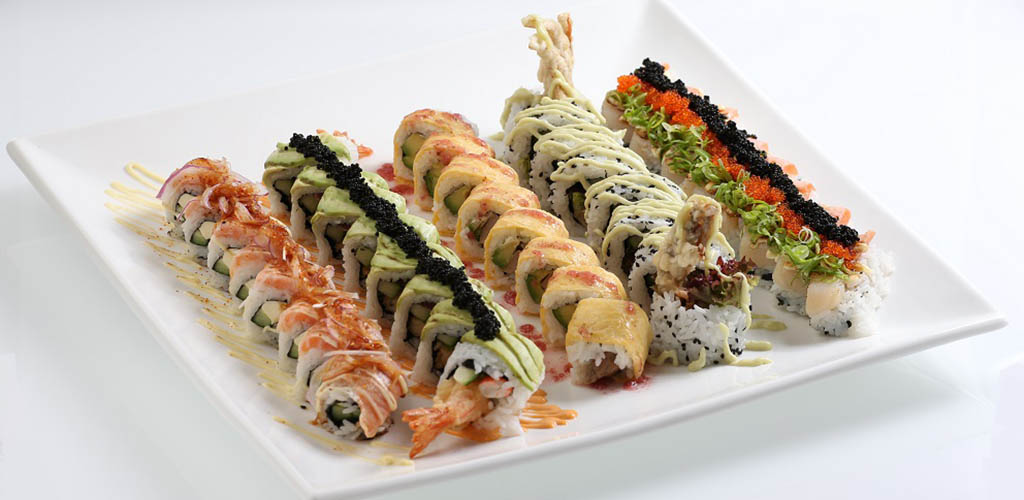 A variety of sushi rolls from Aisuru Sushi