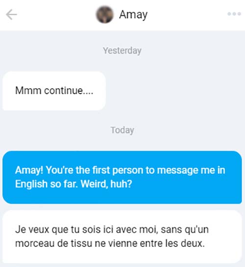 A message in French