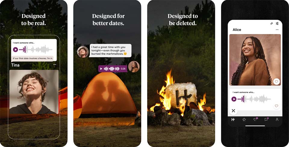 iOS screenshots of Hinge