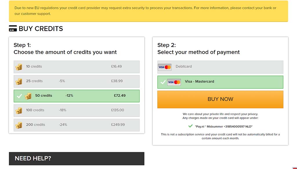 Site pricing