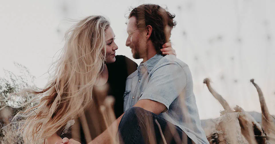 Couple on a date in the desert