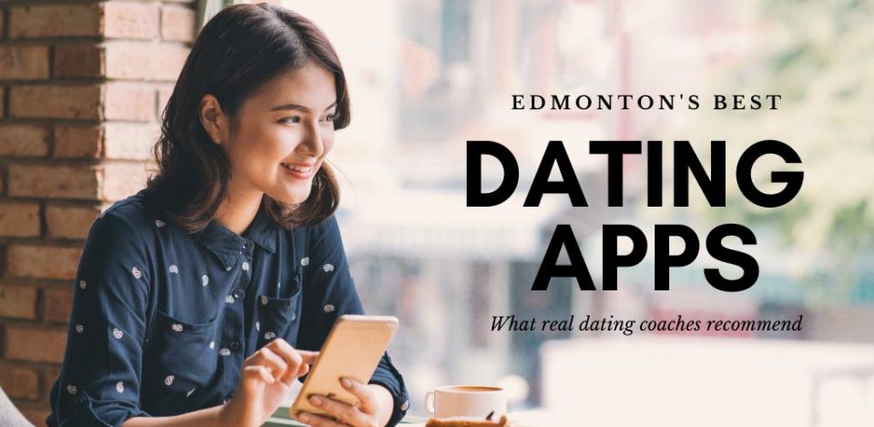 Beautiful woman using the best dating apps and sites in Edmonton at a cafe