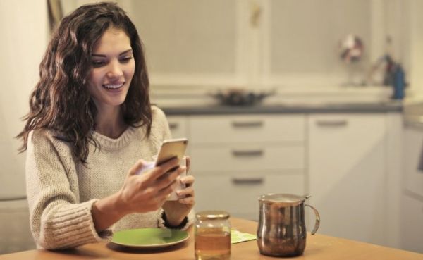 Woman ignoring a message