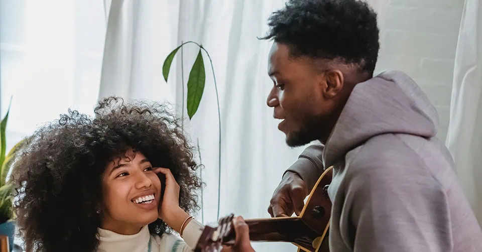 A woman admiring her boyfriend