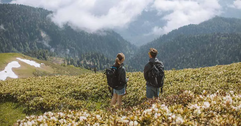 Couple going for a hike