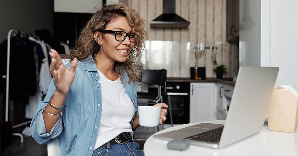 Woman in a video call