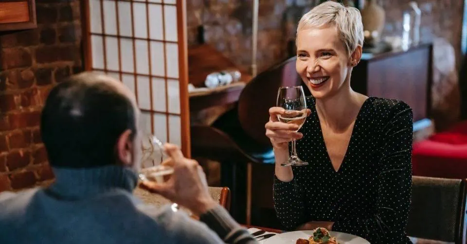 Happy couple at dinner