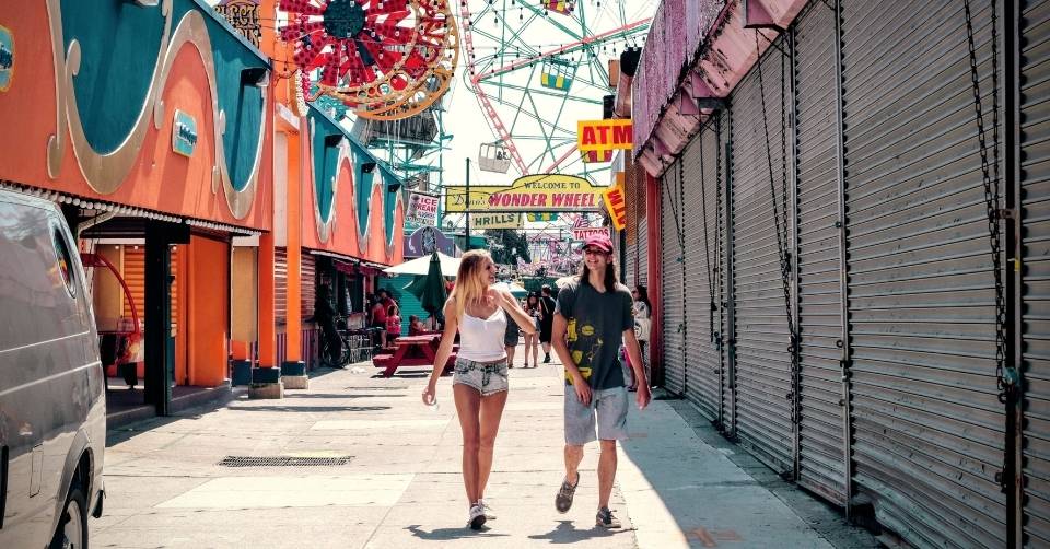 Man and woman having fun on a date