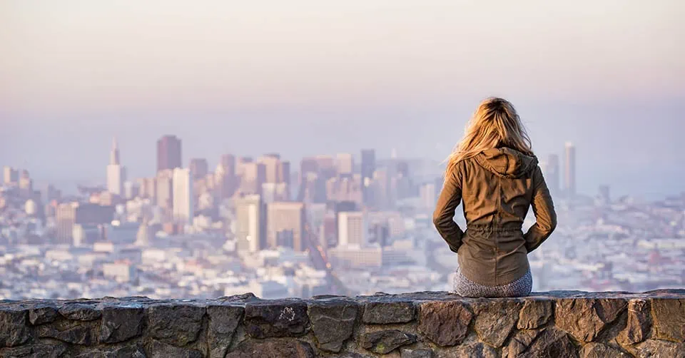 Woman looking at the city