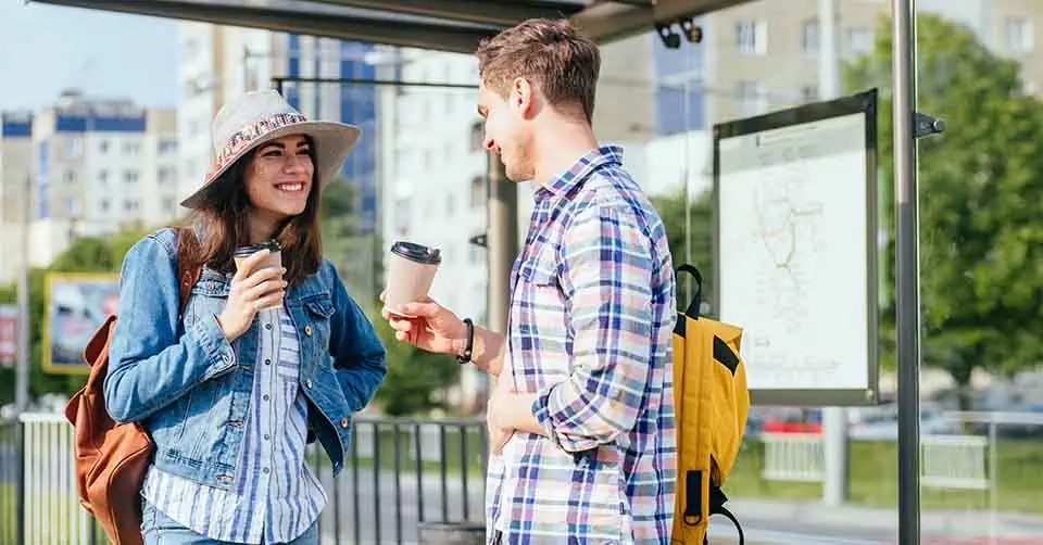 Asking a woman out at a bus stop