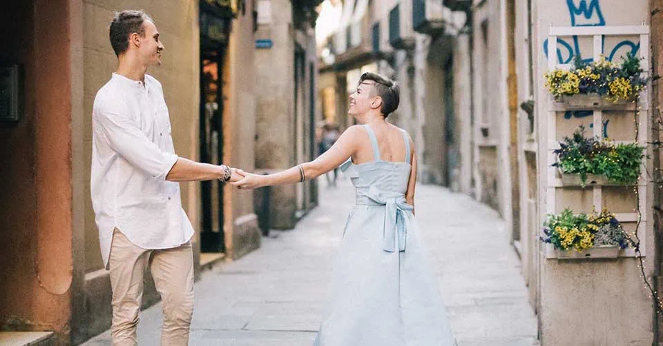 Man and woman meeting for the first time