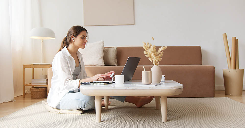 Woman studying at home