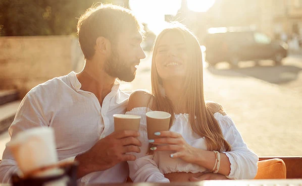 A couple on a successful coffee date