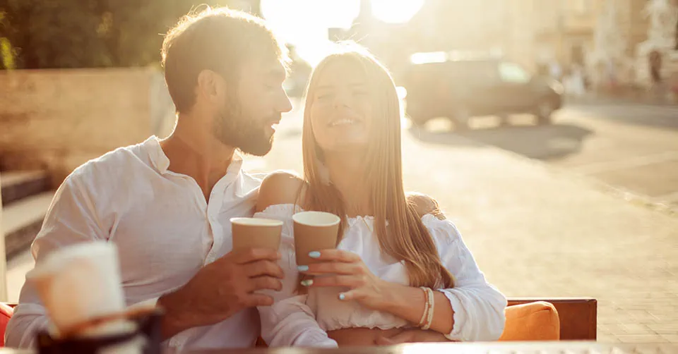 A couple on a successful coffee date