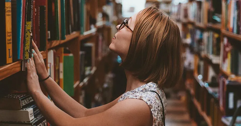 Woman in a library