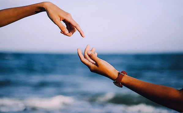 Breaking the touch barrier during a date at the beach