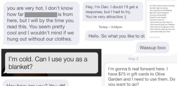 A bunch of online dating message mistakes