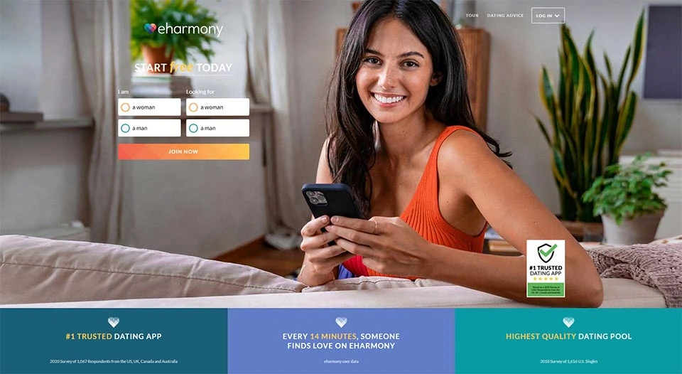 eHarmony homepage