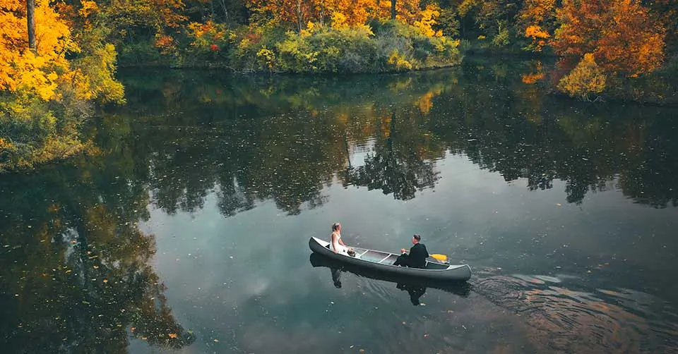 A couple on a boat ride