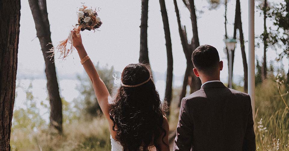 A couple on their wedding day