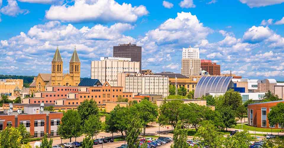 Akron Ohio city skyline