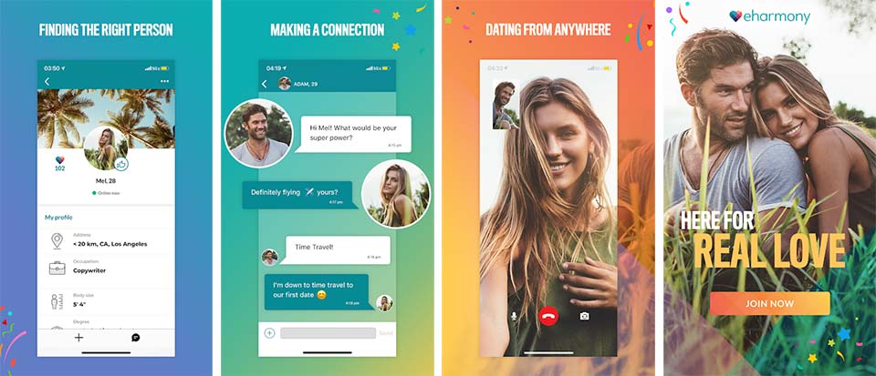 Android screenshots of eHarmony