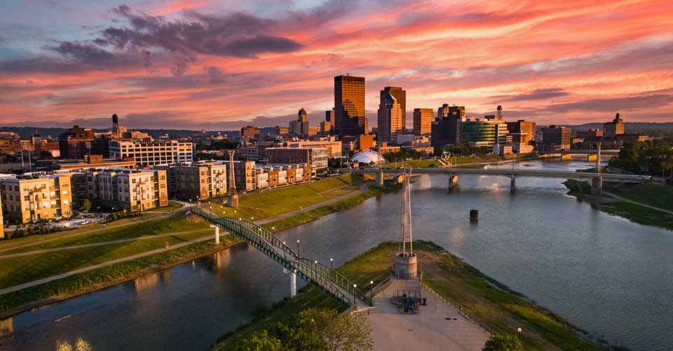 Dayton Ohio at sunset